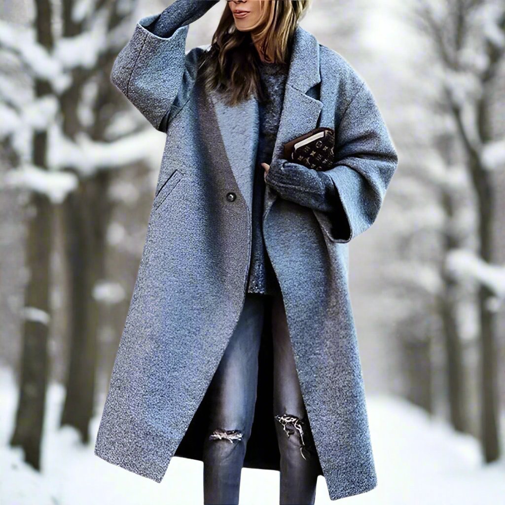 ASTRID™ | Lang Ternet Uldfrakke i Oversized Pasform