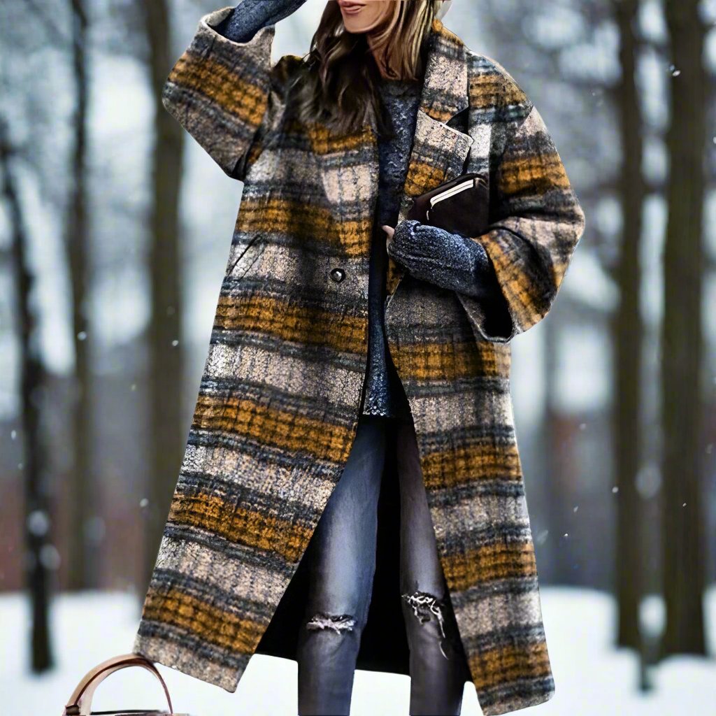 ASTRID™ | Lang Ternet Uldfrakke i Oversized Pasform
