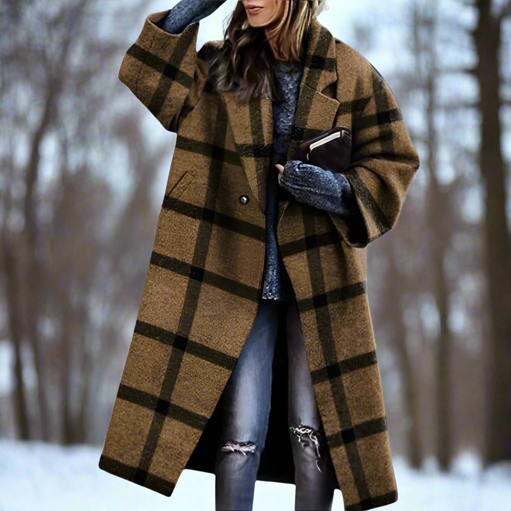 ASTRID™ | Lang Ternet Uldfrakke i Oversized Pasform