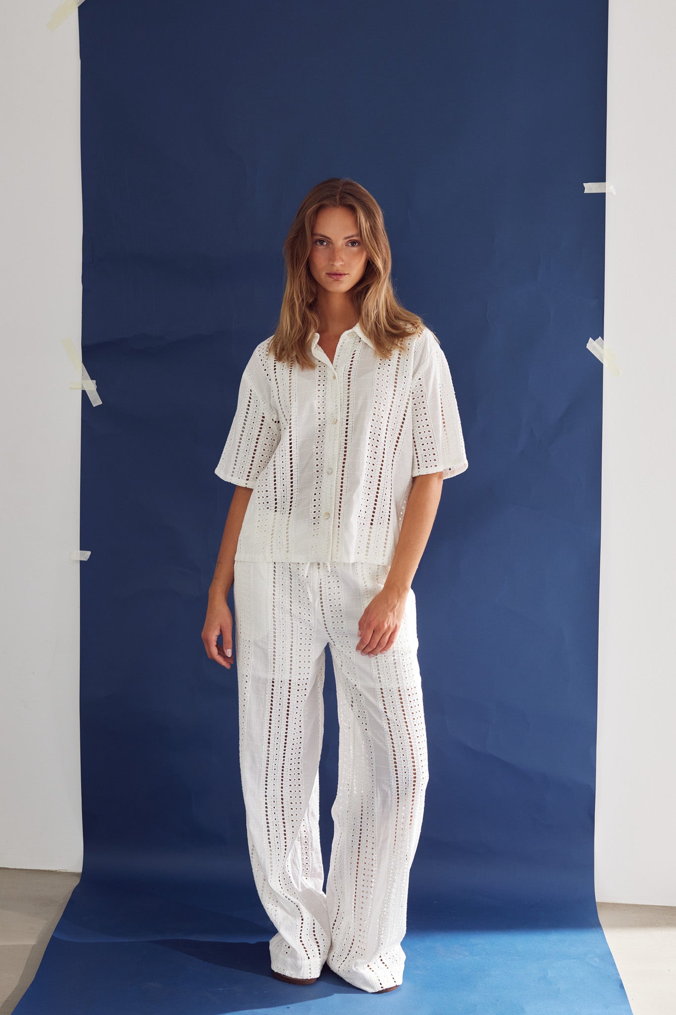 Valencia | Classic Lace Pants in White Cotton