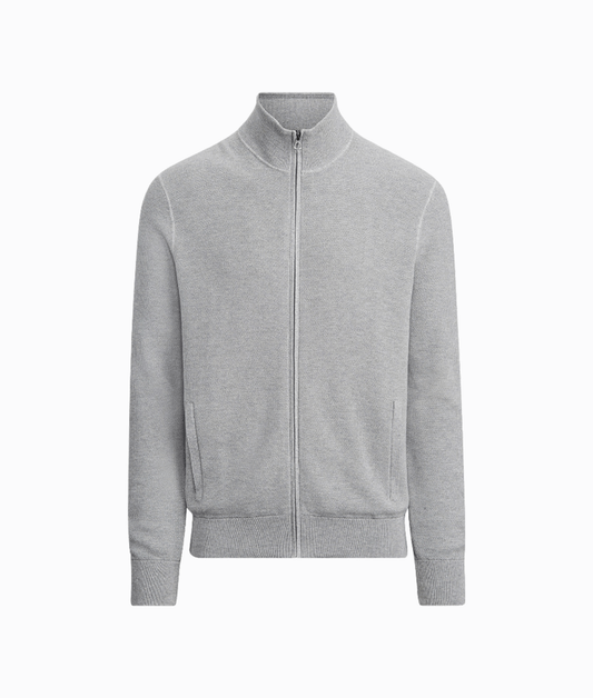 Cardigan Zipper | Gray Knitted Cardigan with Zipper in Cotton