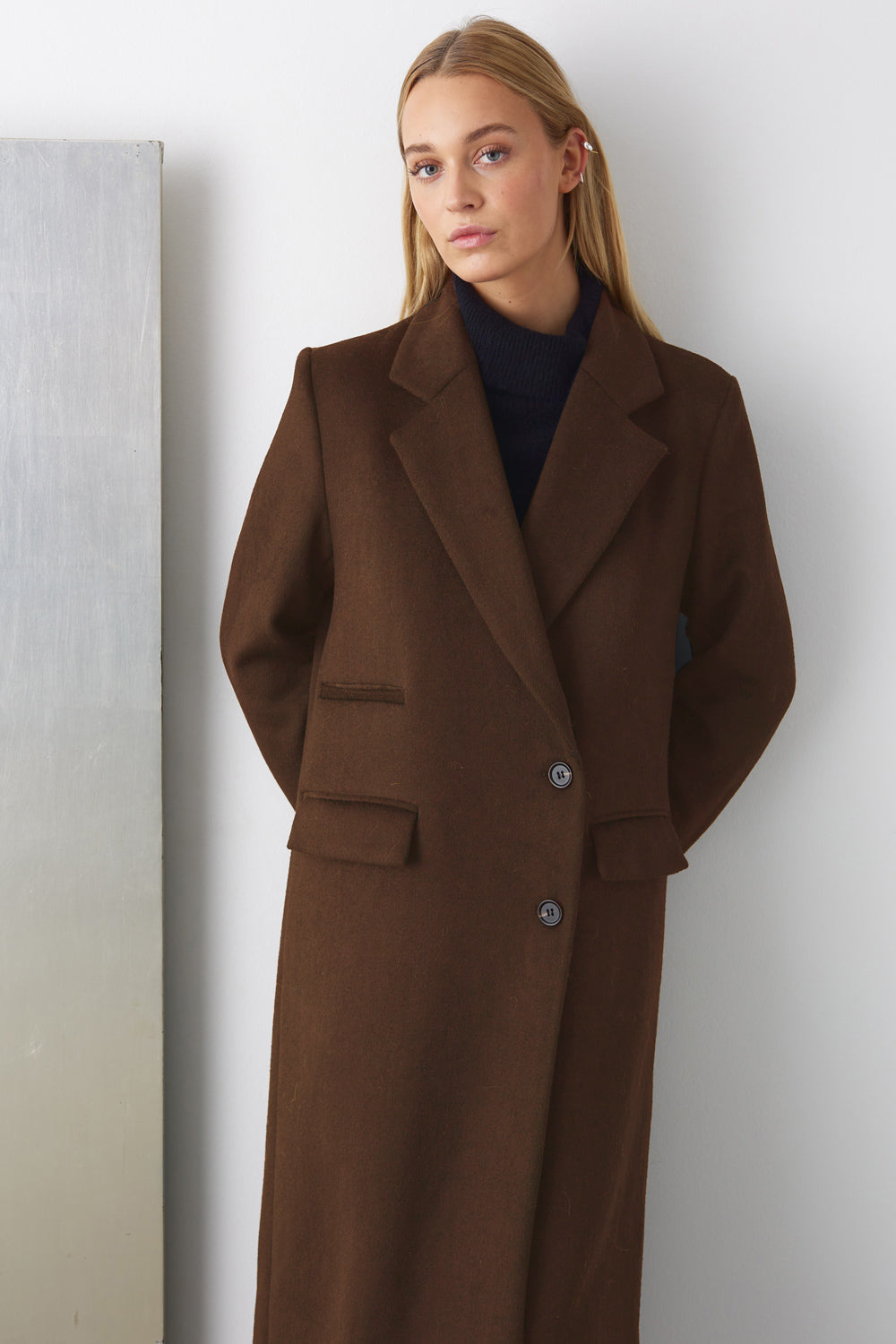 Berit Warm Women's Coat – Mid-length Coat in Chocolate