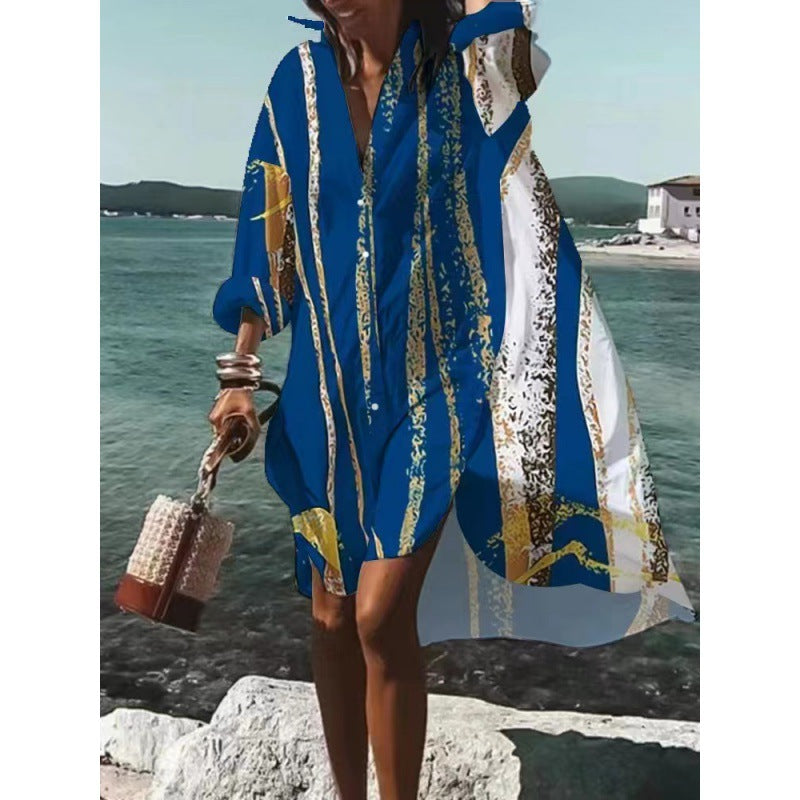 Elisa | Long-sleeved Dress with V-neckline and Abstract Pattern