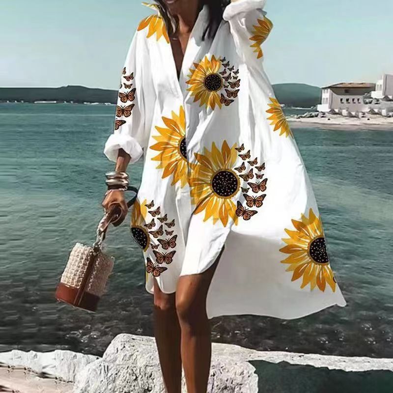 Elisa | Long-sleeved Dress with V-neckline and Abstract Pattern