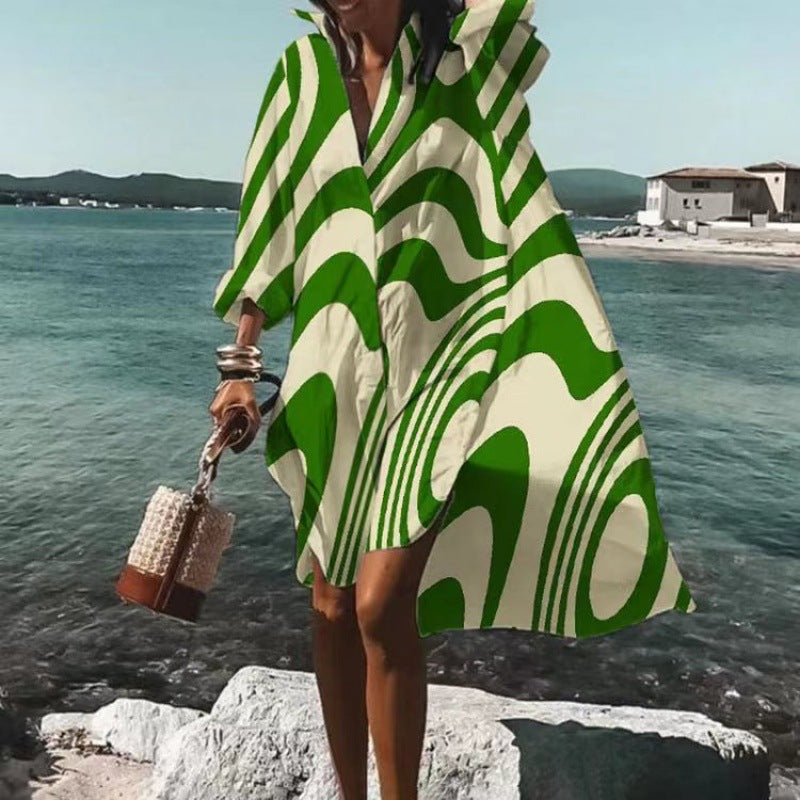 Elisa | Long-sleeved Dress with V-neckline and Abstract Pattern