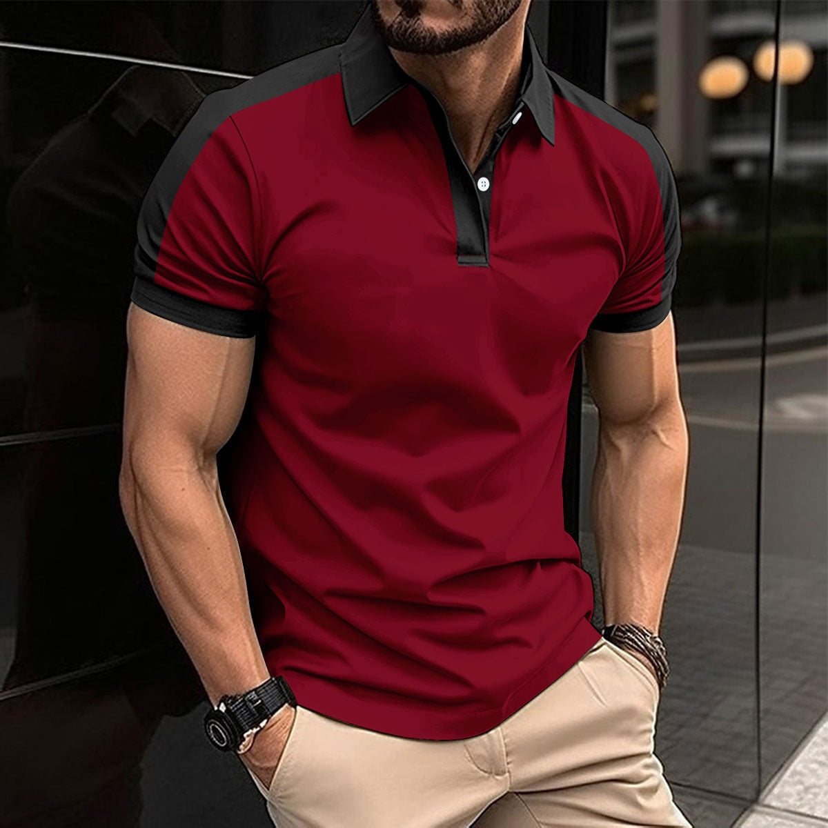 Axel | Slim fit polo shirt with contrast-colored collar and cuff