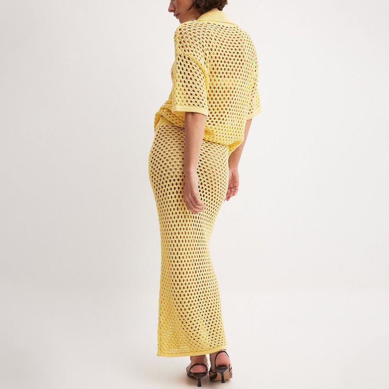 Alenya | Knitted Two-piece Set with Skirt and Shirt Top