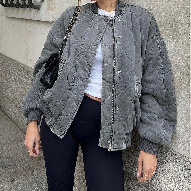 Dam bomber jacket oversize – quilted design & ribbed edge for relaxed style