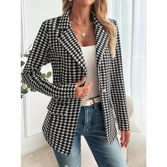 Celestina – Tailored Houndstooth Blazer for Women