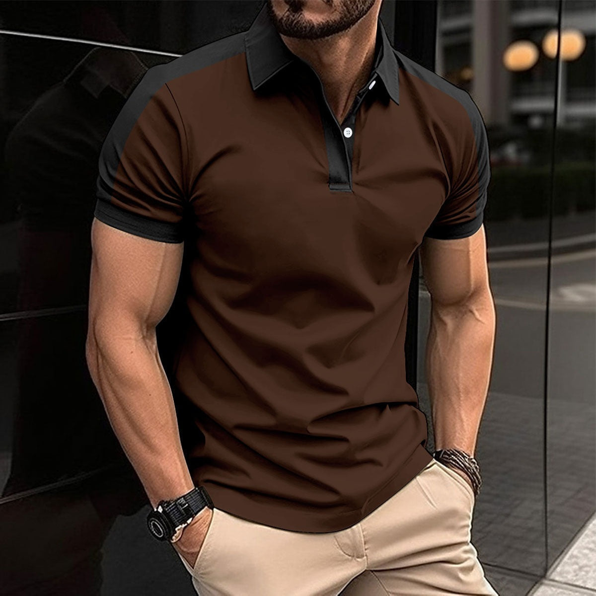 Axel | Slim fit polo shirt with contrast-colored collar and cuff