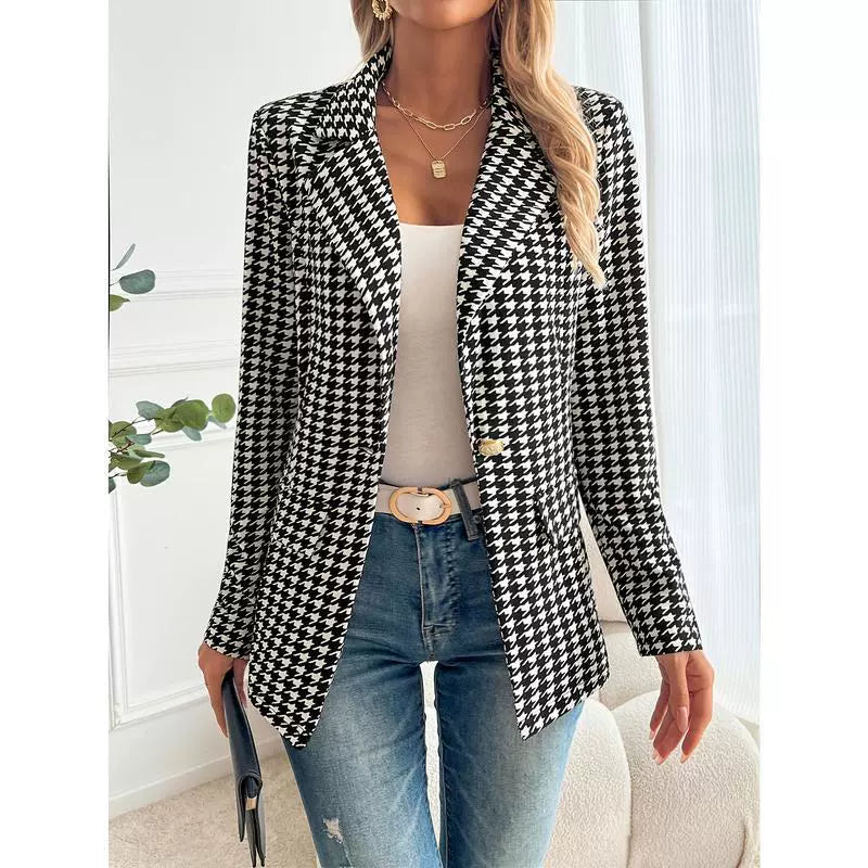 Celestina – Tailored Houndstooth Blazer for Women