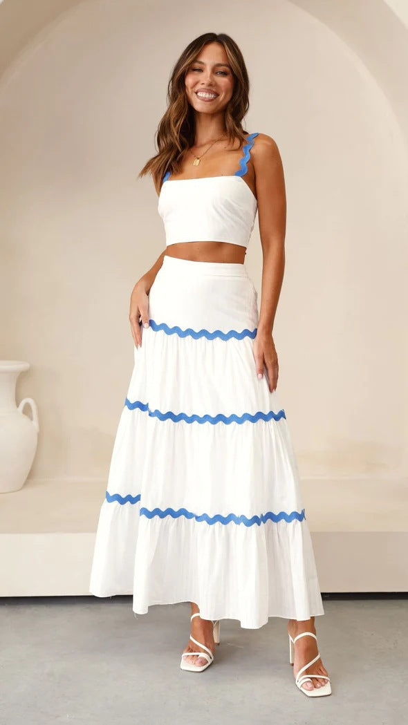 Aurelia | Two-piece Set with Bandeau Top and Wavy Maxi Skirt