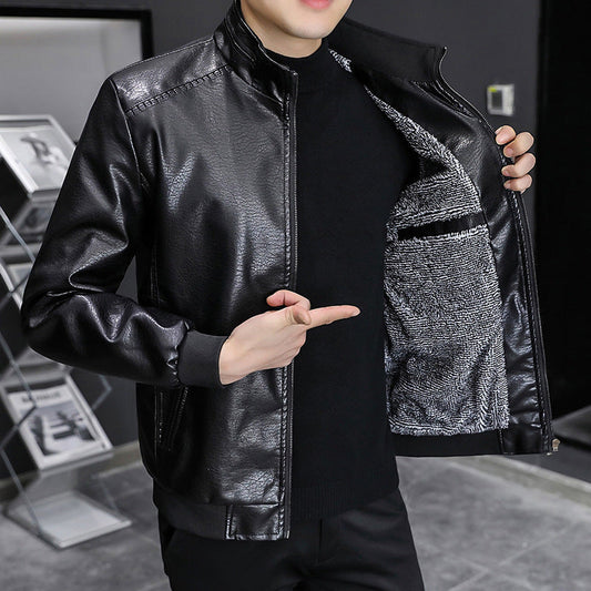 Men's Jacket Slim Fit with Stand Collar and Zipper – Modern Everyday Style