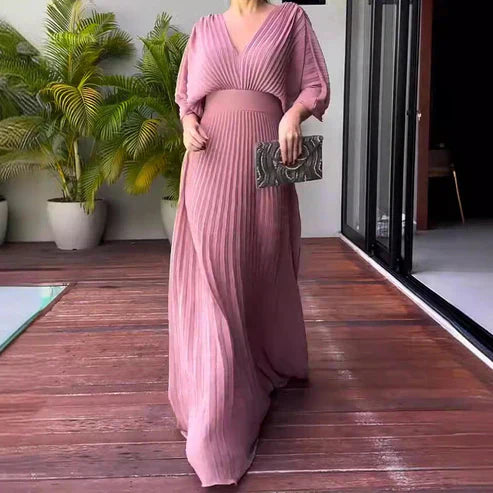 VIOLA™ | Ribbed Dress with V-neckline in Light Polyester