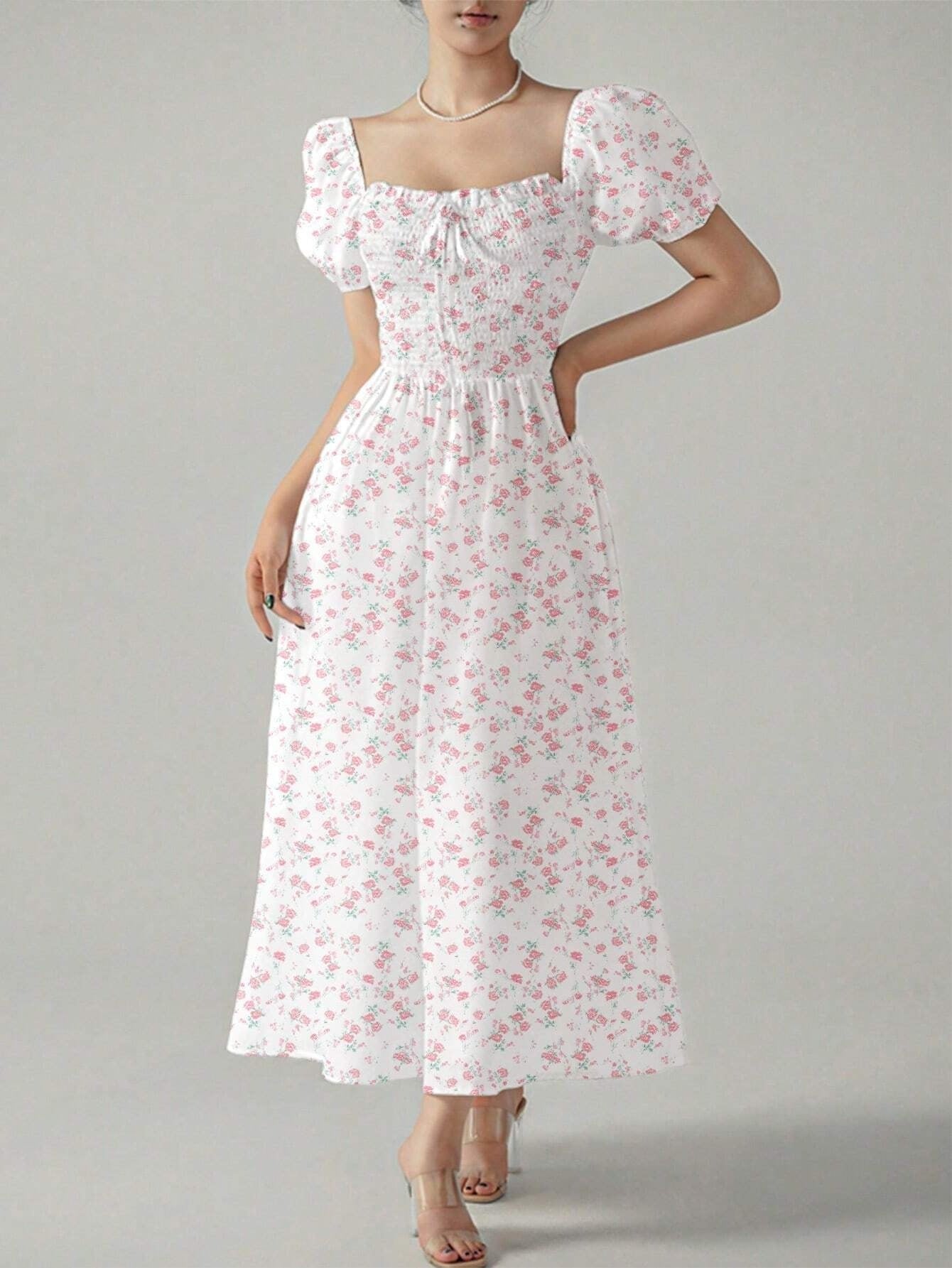 Floréa | A-line Midi Dress with Elegant Neckline