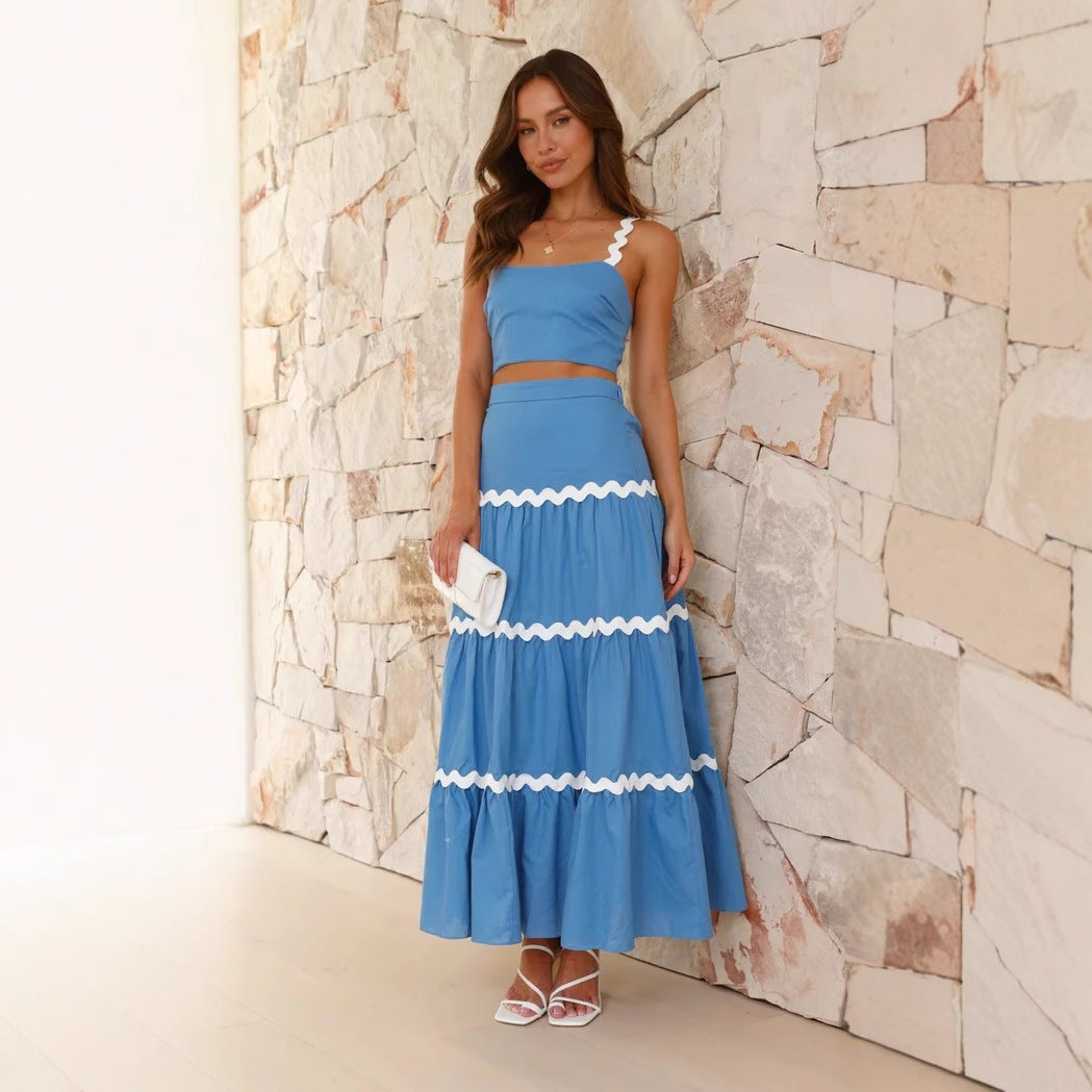 Aurelia | Two-piece Set with Bandeau Top and Wavy Maxi Skirt