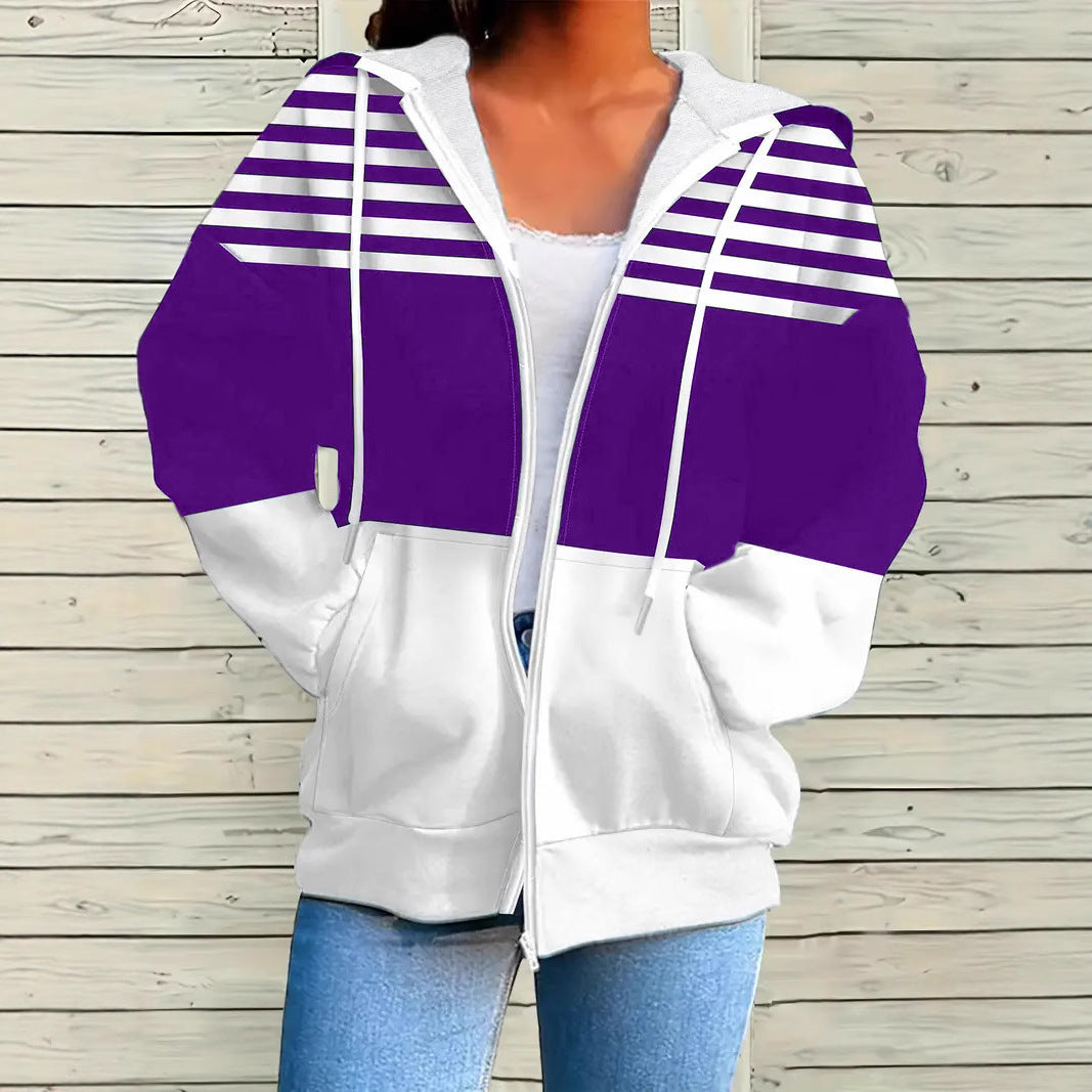 Karinda – Avslappnad Randig Oversized Hoodiejacka