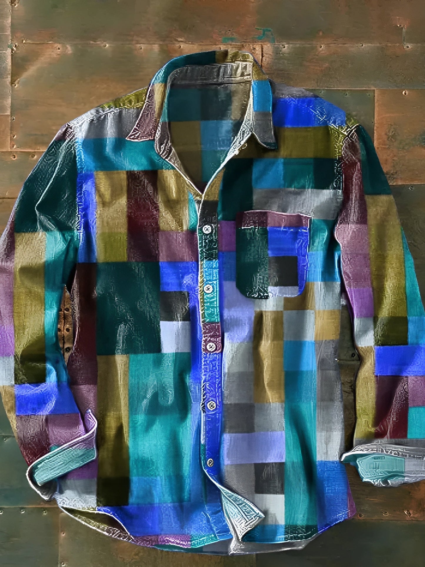 Magnus | Long-sleeved patchwork shirt with pocket