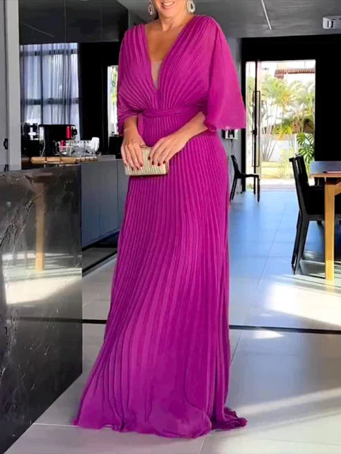 VIOLA™ | Ribbed Dress with V-neckline in Light Polyester