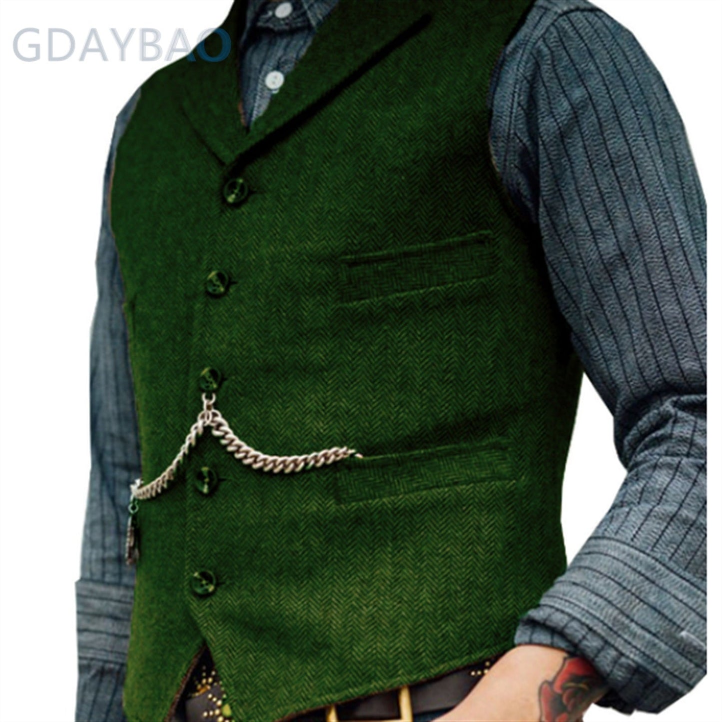 MARLOW™ | Men's Wool Vest with Classic Herringbone Design