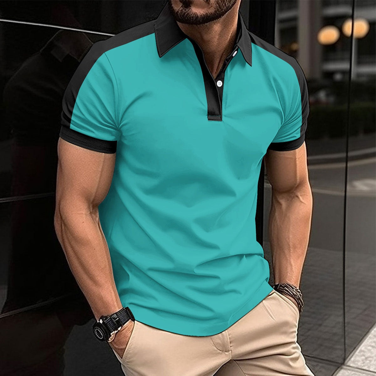 Axel | Slim fit polo shirt with contrast-colored collar and cuff