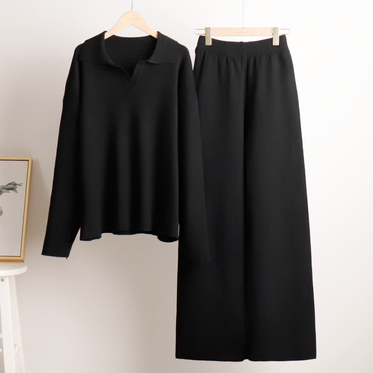 MAJA™ | Strikket Lounge-sæt med Oversized Trøje og Vide Bukser