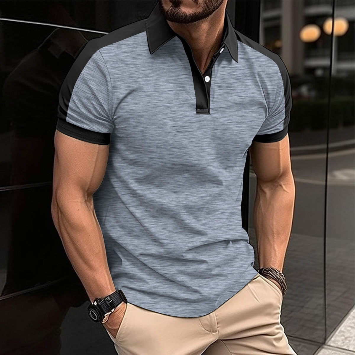 Axel | Slim fit polo shirt with contrast-colored collar and cuff