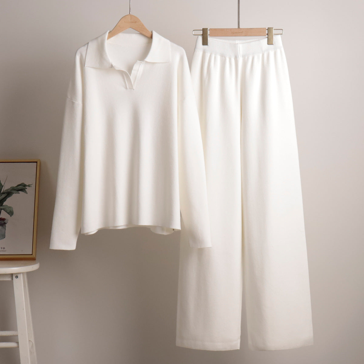 MAJA™ | Strikket Lounge-sæt med Oversized Trøje og Vide Bukser