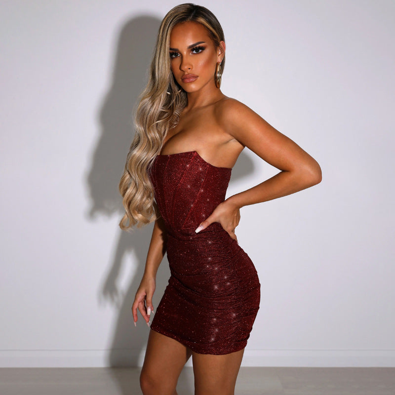 LYRA™ | Glossy Mini Dress with Corset Structure