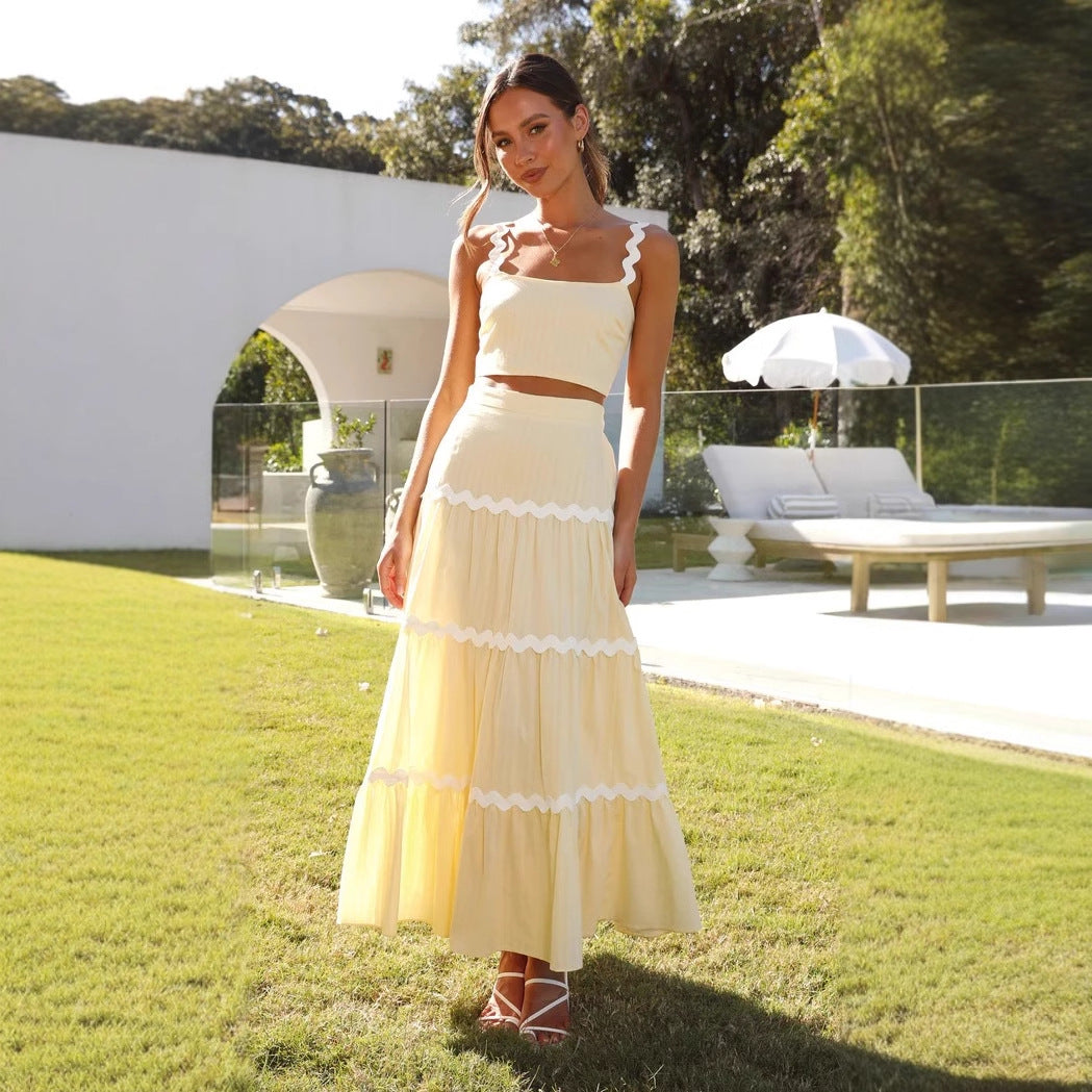 Aurelia | Two-piece Set with Bandeau Top and Wavy Maxi Skirt