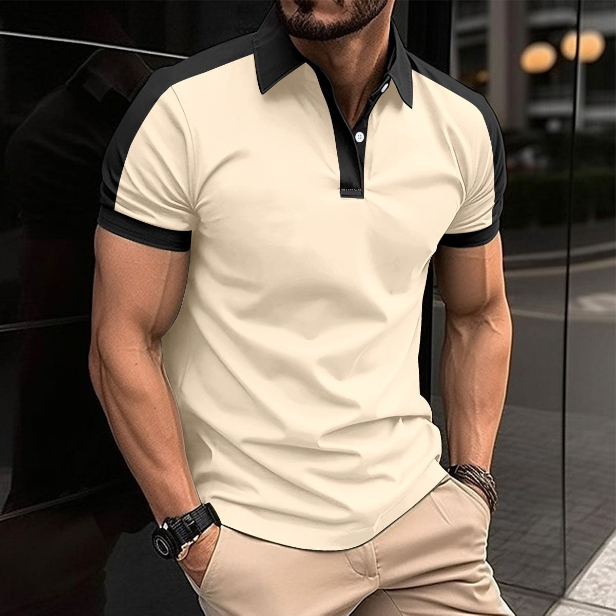 Axel | Slim fit polo shirt with contrast-colored collar and cuff
