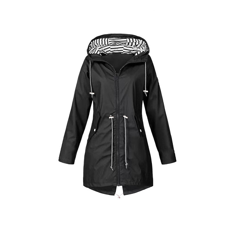 LYNORA™ | Women's Long Raincoat with Waterproof Design and Adjustable Hood
