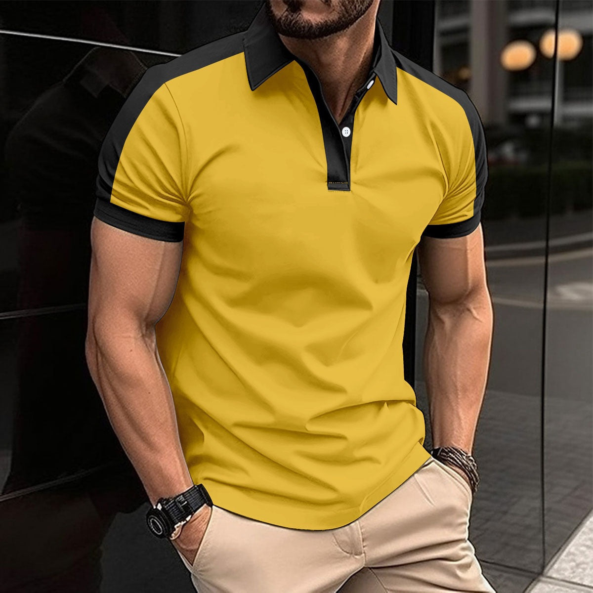 Axel | Slim fit polo shirt with contrast-colored collar and cuff