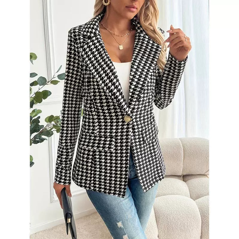 Celestina – Tailored Houndstooth Blazer for Women