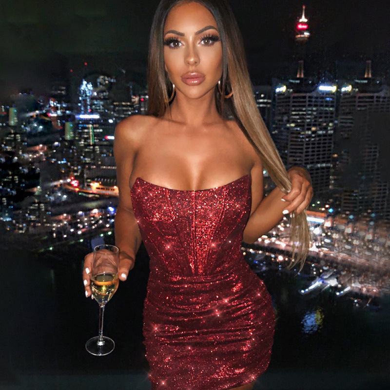 LYRA™ | Glossy Mini Dress with Corset Structure