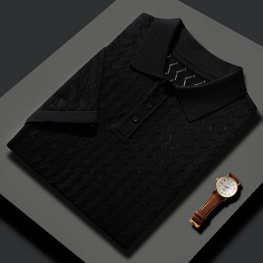 Tobias | Structured knitted polo shirt with button placket