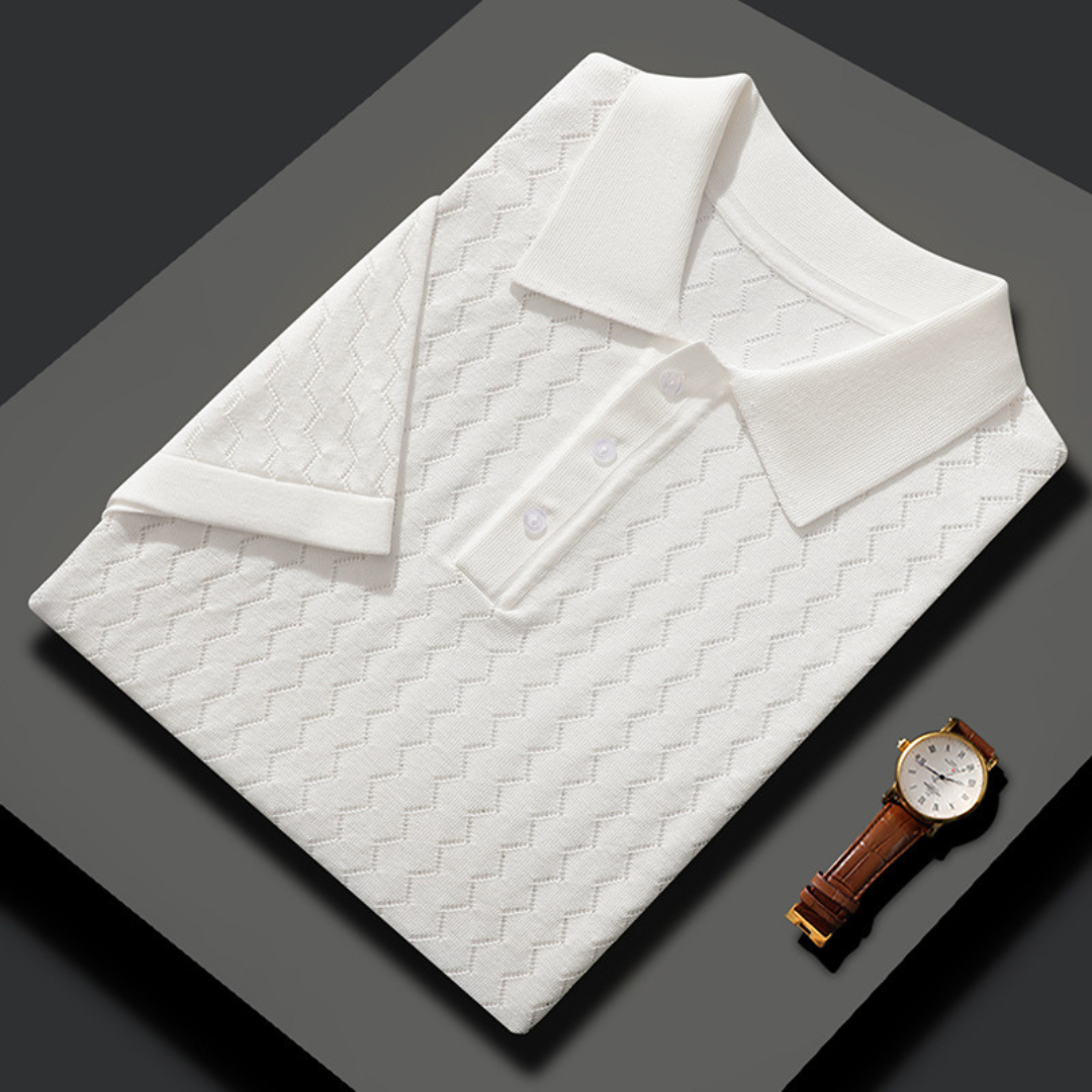Tobias | Structured knitted polo shirt with button placket