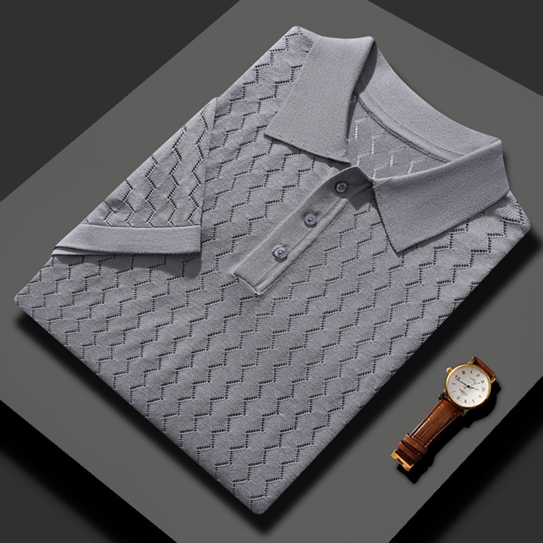 Tobias | Structured knitted polo shirt with button placket