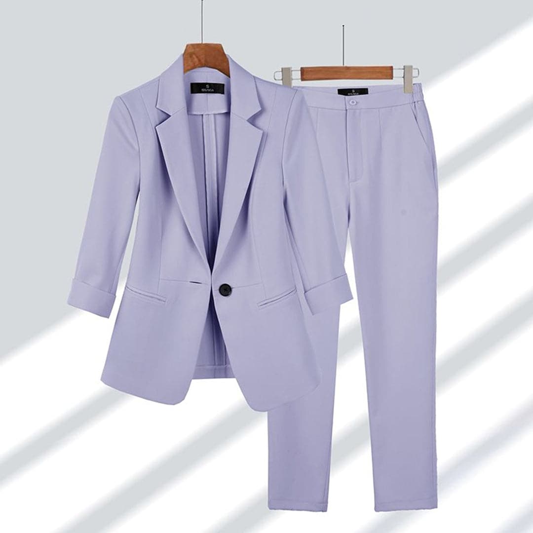 Annelie – Elegant blazer med notch-revers og matchende buksesæt