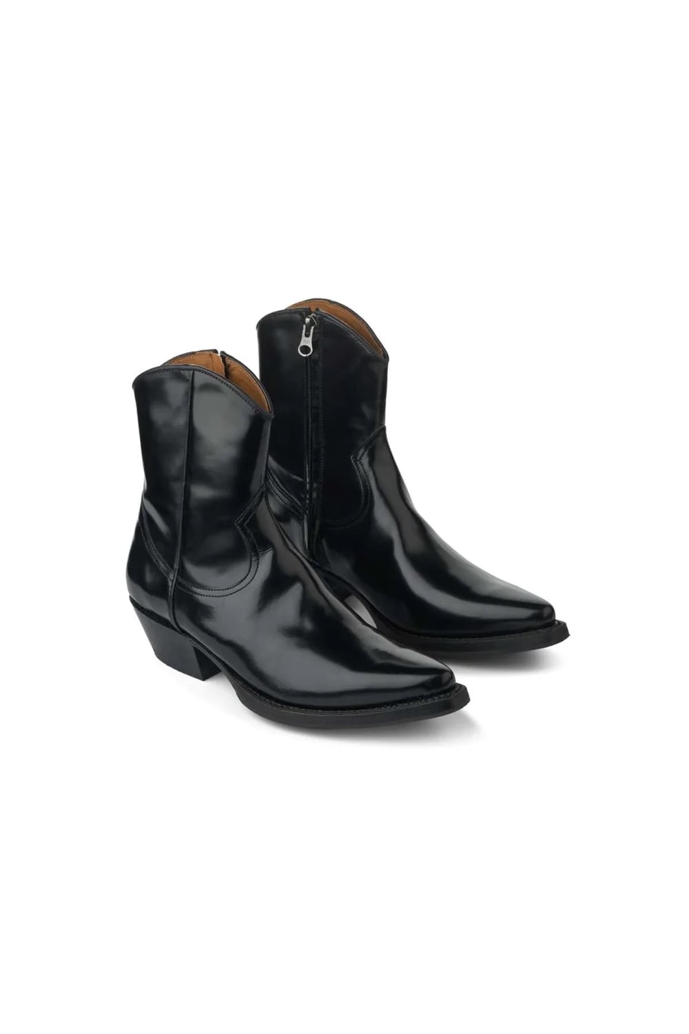 Ravena™ | Handmade Western Boots with Zipper in Black Leather