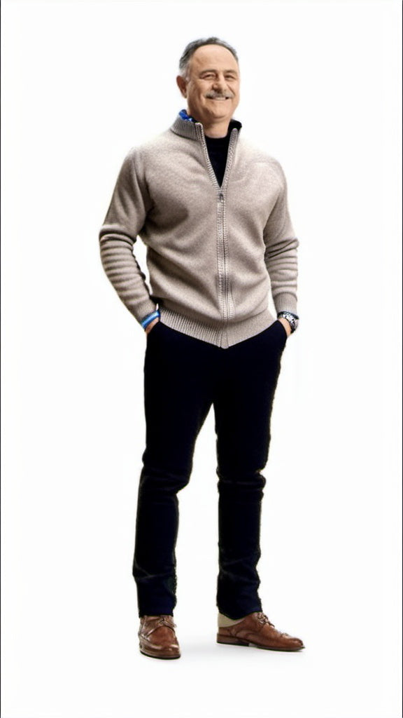 NOEL | Zip-cardigan i ægte merinould til herrer