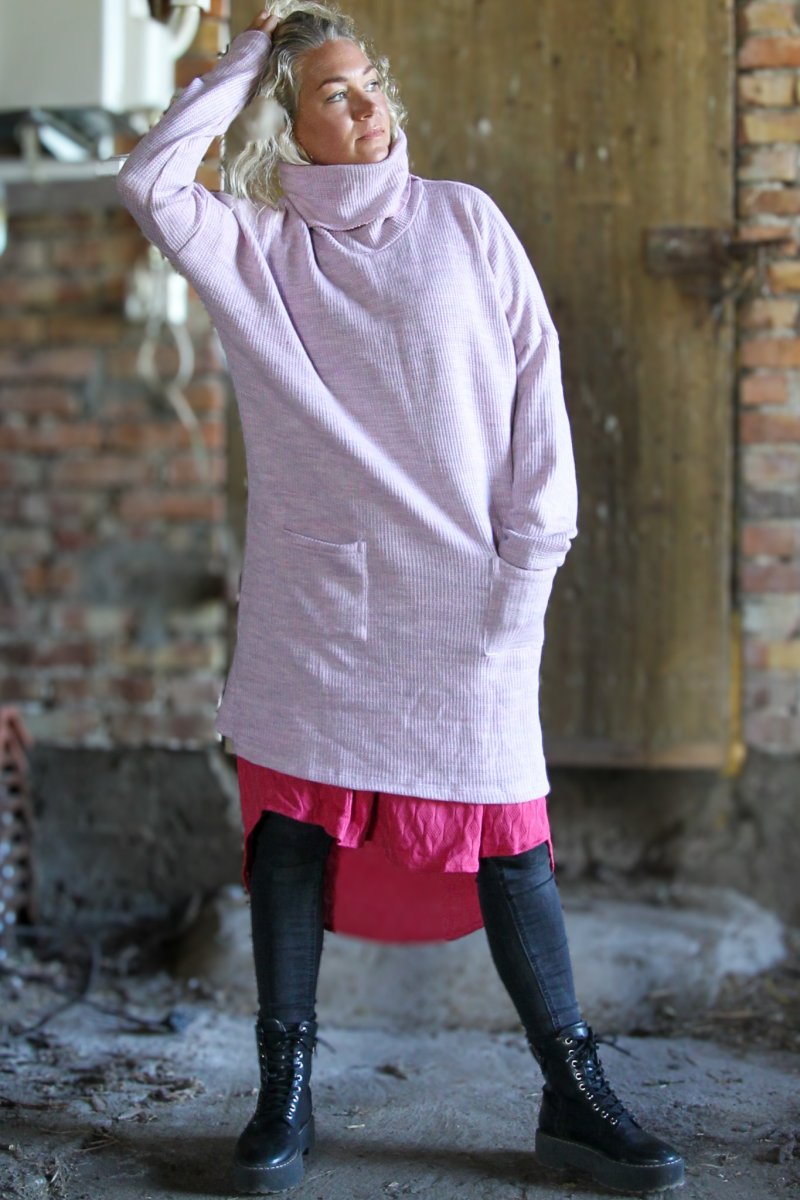 Myrilla Pink Polo Sweaterkjole – Løs Pasform til Kvinder