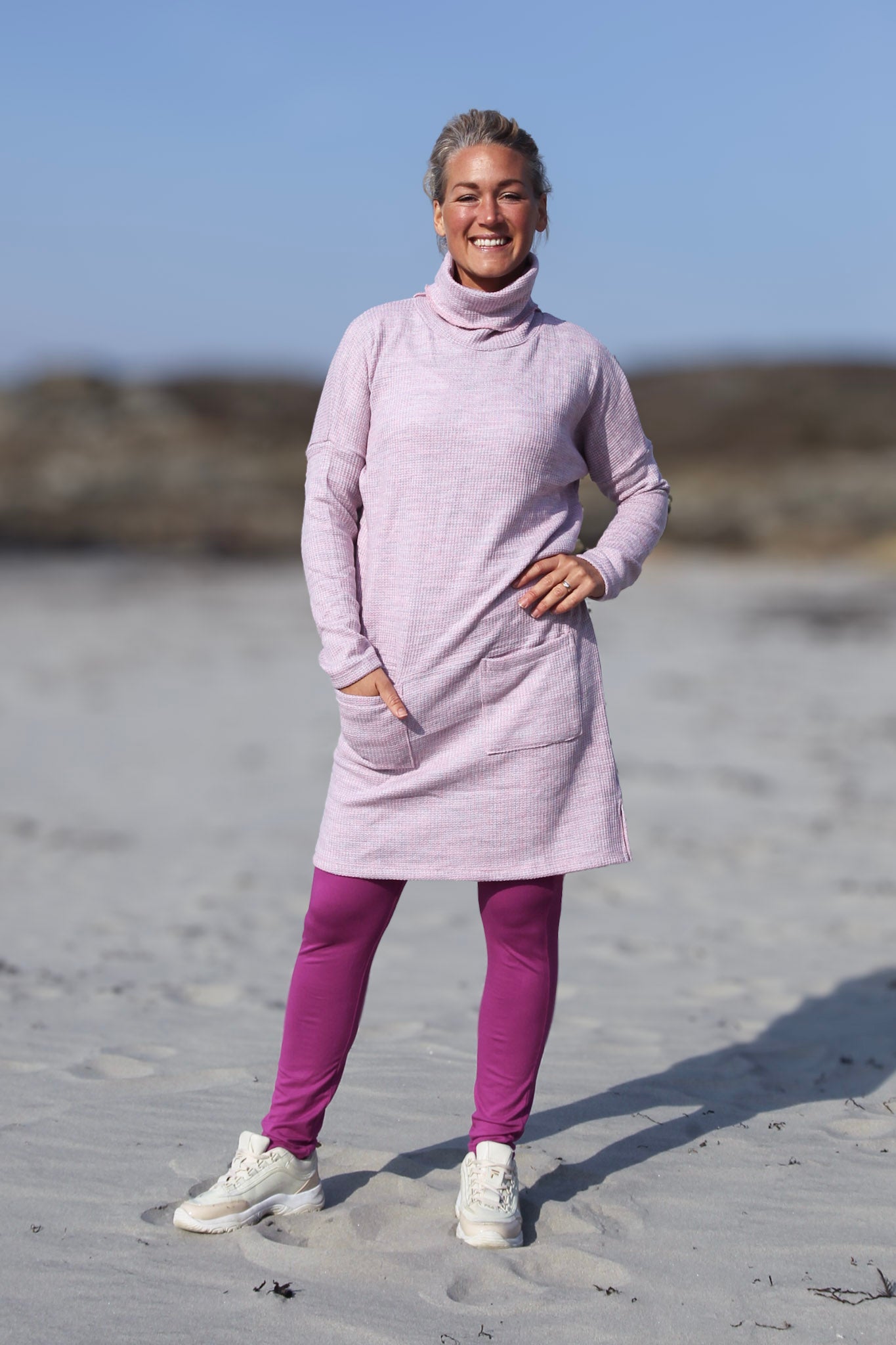 Myrilla Pink Polo Sweaterkjole – Løs Pasform til Kvinder