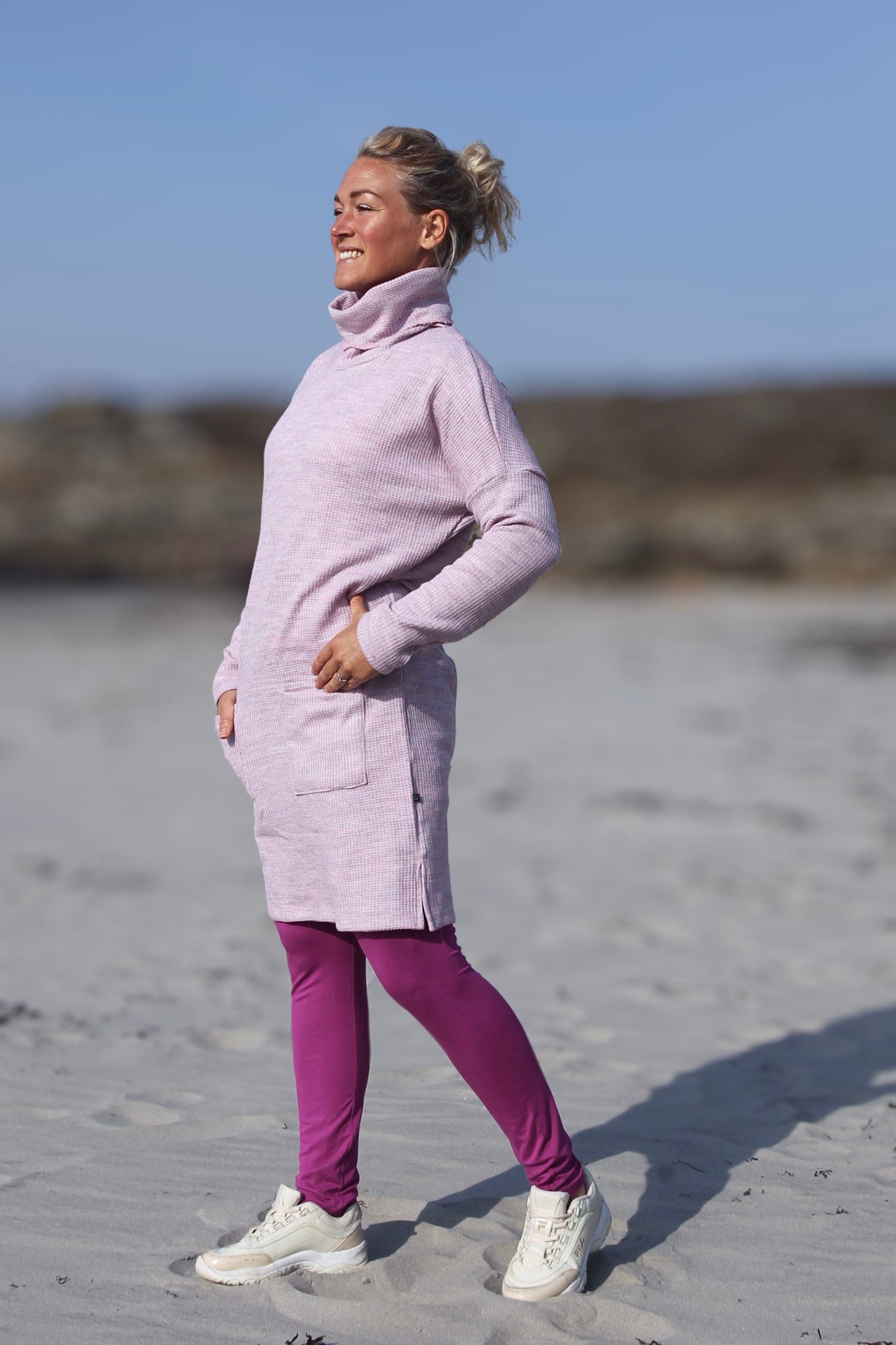 Myrilla Pink Polo Sweaterkjole – Løs Pasform til Kvinder
