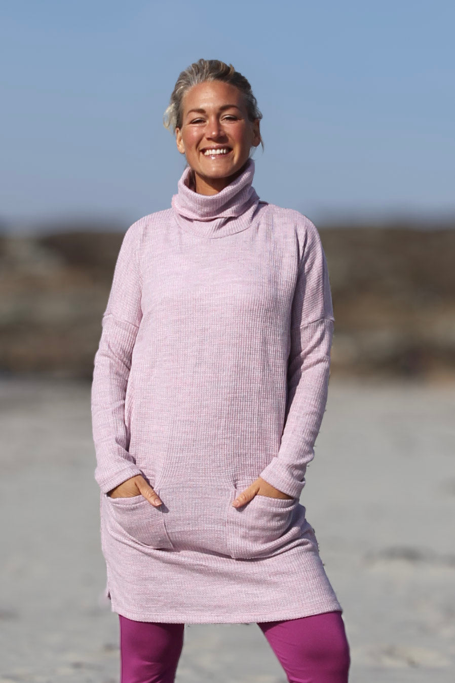 Myrilla Pink Polo Sweaterkjole – Løs Pasform til Kvinder
