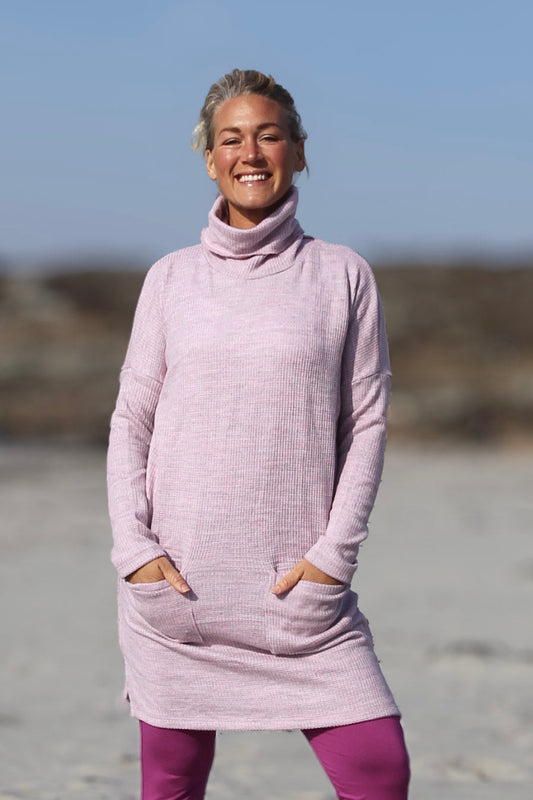 Myrilla Pink Polo Sweaterkjole – Løs Pasform til Kvinder