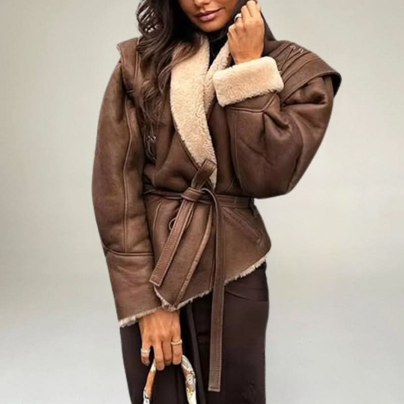 Matelina Dam Leather Jacket – Genuine Leather Jacket with Structured Fit & Lacing