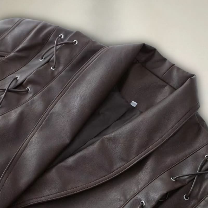 Matelina Dam Leather Jacket – Genuine Leather Jacket with Structured Fit & Lacing