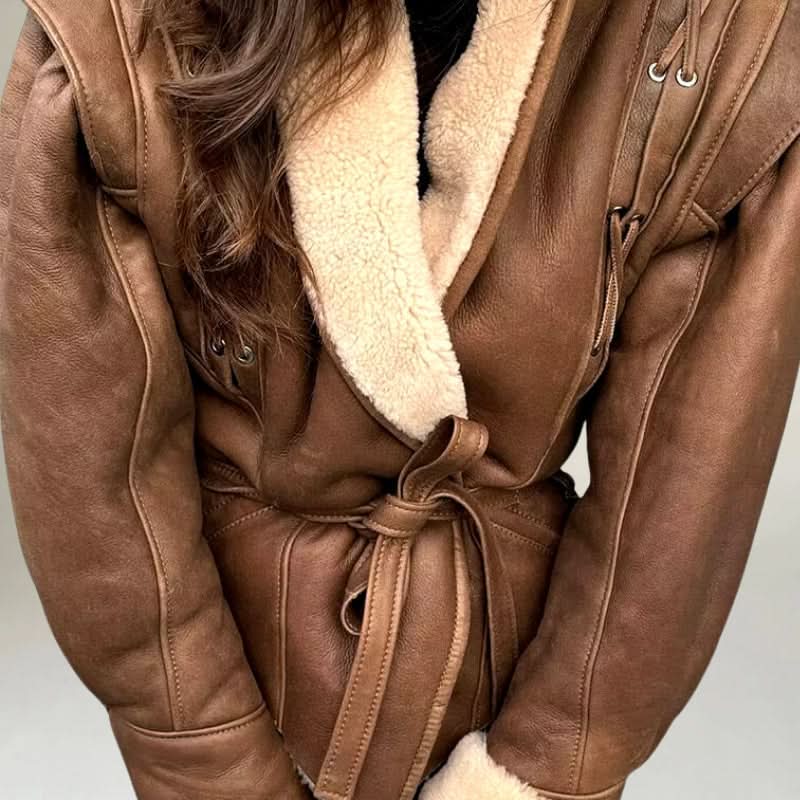 Matelina Dam Leather Jacket – Genuine Leather Jacket with Structured Fit & Lacing