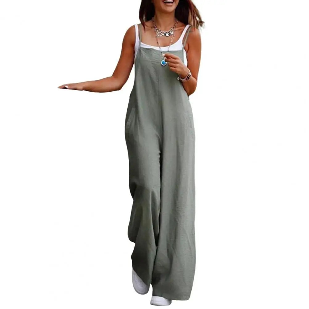 Serena | Sommercooler Jumpsuit med Løs Pasform og Dybt Skridt